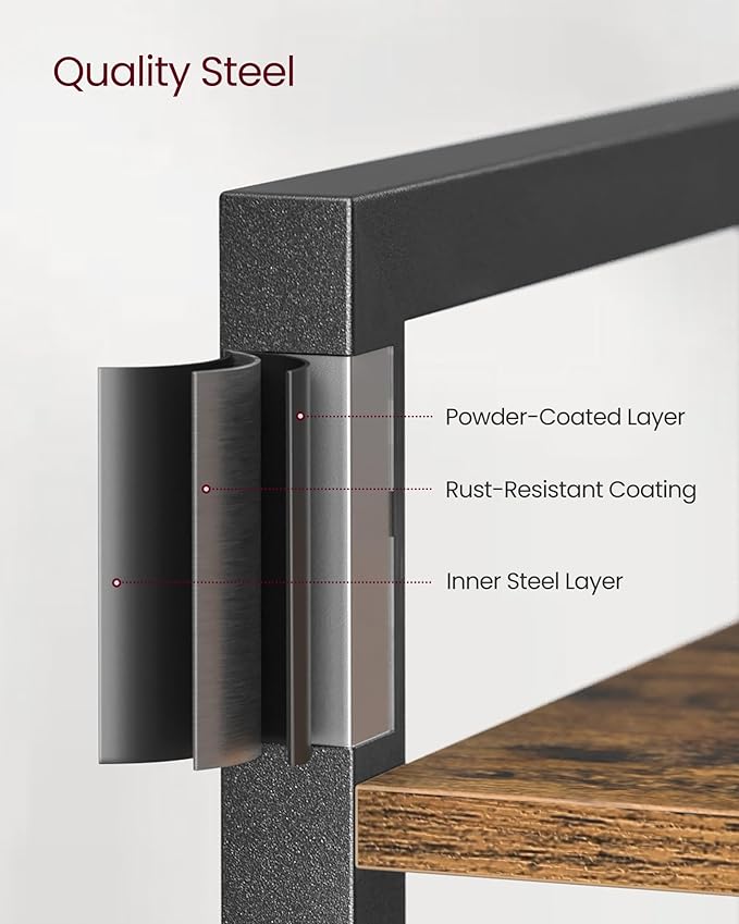 VASAGLE 6-Tier Bookshelf, Bookcase with Steel Frame, Book Shelf for Living Room, Home Office, Study, 11.8 x 31.5 x 73.2 Inches, Industrial Style, Rustic Brown and Ink Black ULLS082B01