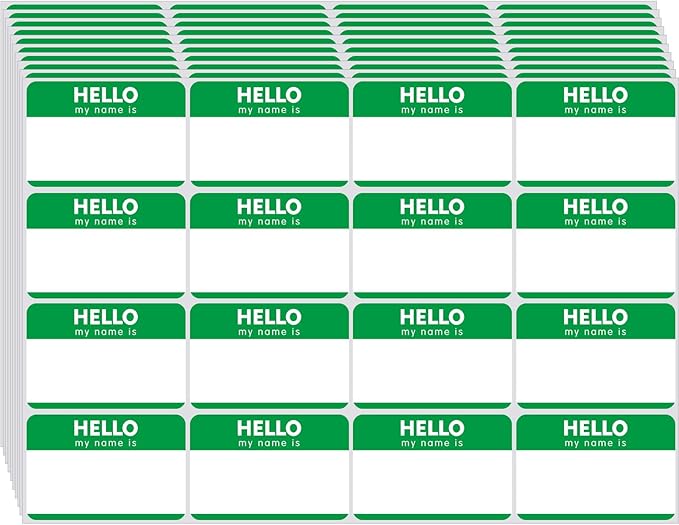 Zacool 480 Pcs Green Name Tag Stickers (3 "x 2") Identification Badges,Peel and Stickers "Hello My Name is" Name Tags Stickers Newborn Baby Name Sticker for Themed Party Family Home School Office