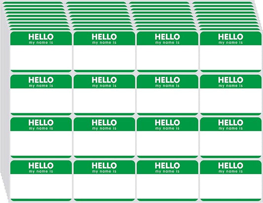 Zacool 480 Pcs Green Name Tag Stickers (3 "x 2") Identification Badges,Peel and Stickers "Hello My Name is" Name Tags Stickers Newborn Baby Name Sticker for Themed Party Family Home School Office