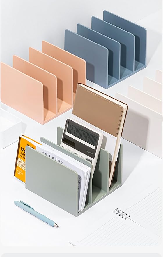 White Mail Desktop Mail Holder, 3 Sections, Plastic Note File Book Letter Paper Holder Sorter Office Accessories Organizer for Desk, 4.8 Inch High 6.38inch Wide 6.38 inch Long