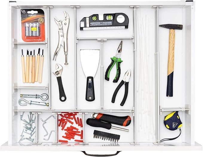 Practical Comfort FLEXIVIDER Aluminum Drawer Organizer - 9 Telescopic Dividers Set - Champagne