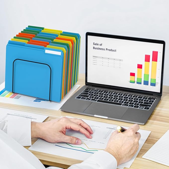 File Folder, HERKKA 120 Pack 1/3 Cut Tab File Folders, Colored File Folders Designed for Office and Classroom Use, Letter Size, Assorted 6 Colors