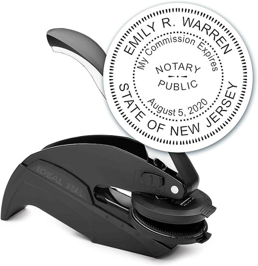 MaxMark Notary Seal Round Embosser for New Jersey State - Includes Gold Burst Seal Labels (50 Count)