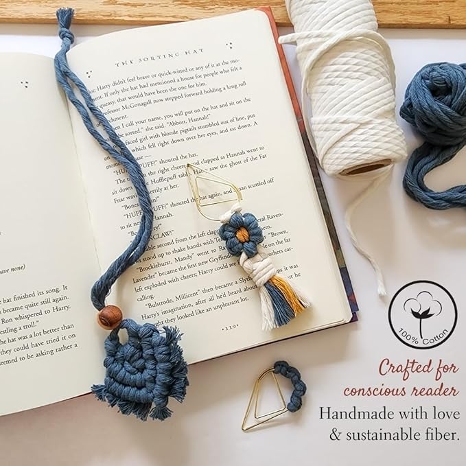 Set of 3 Whimsical Bookmark | Book tabs Classroom Must Haves Crochet Flower Bookmark Paper Clips Bullet Journal Tassels for Bookmarks Cute Things Teacher Must Haves