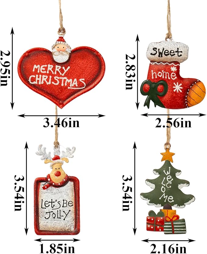 Christmas Tree Ornaments Tin Santa Snowman Decorations Hanging Pendants Ornaments Christmas Hanging Ornament Xmas Holiday Décor