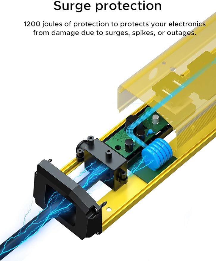 CRST 6-Outlet Heavy Duty Power Strip with USB and Individual Switches, 1200 Joules Metal Mountable Surge Protector Power Strip 15A Circuit Breaker, 6FT Extension Cord for Garage, Workshop, Home