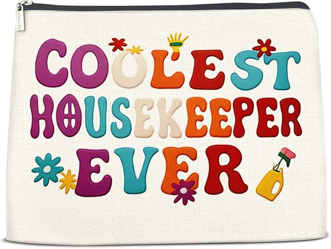 NGAEAK Coolest Housekeeper Ever Cosmetic Bag Housekeeper Gifts Zipper Makeup Pouch Small Makeup Bag