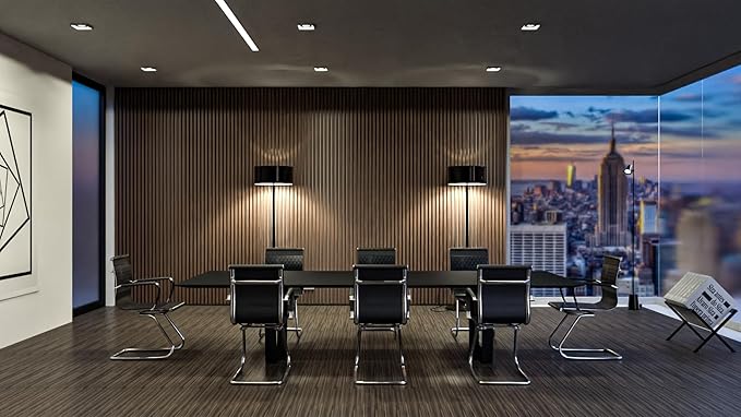 Office & Conference Room Chairs Set of 4 with Mid Back, Modern PU Leather Desk Chairs, Black