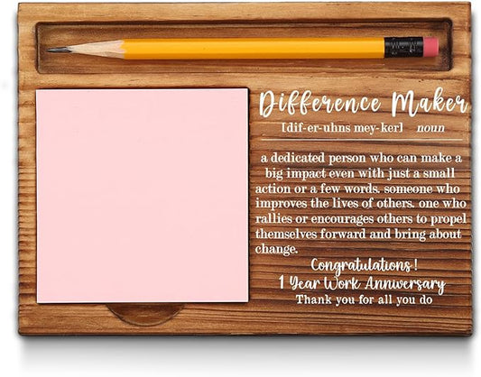 1st Work Anniversary Sticky Note Holder, Thank You Appreciation 1 Year Work Anniversary Decor Gifts for Coworker, Employee, Him, Her, Happy 1st Work Anniversary Self-Stick Note Pad Holders GAA48