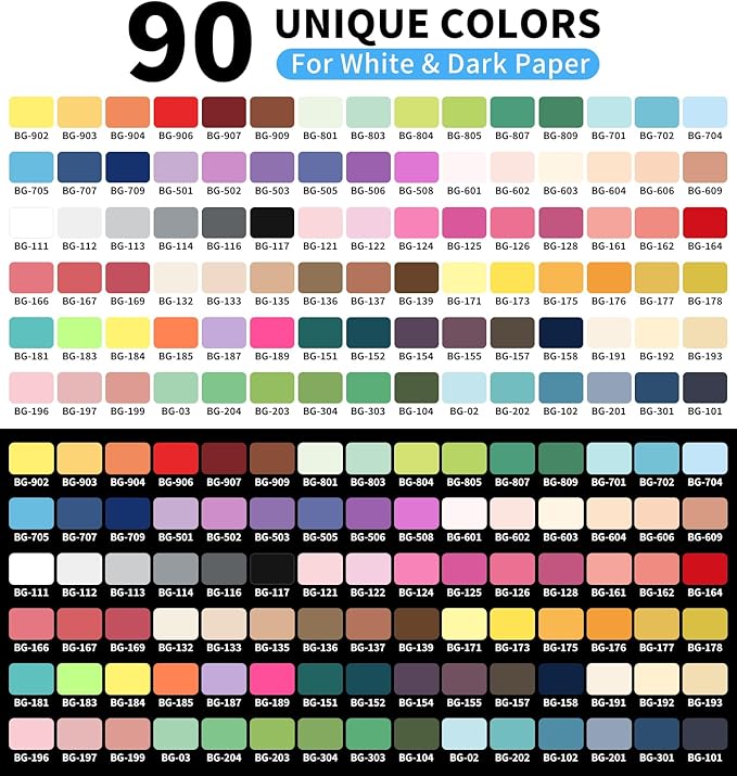 Gel Pens For Coloring, 90 Colors Retractable Colored Pens for Black Paper & White Paper, 0.7mm Fine Point Colorful Pens for Coloring, Writing, Drawing, Journaling, Note Taking, School, Office, Home