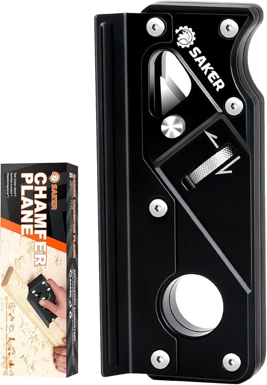 Saker Chamfer Plane-Woodworking Edge Corner Flattening Tool with Auxiliary Locator,Hand Chamfering Planer Suitable for Quick Edge Trimming of Wood (upgrade -1 Cutter Head, Black)