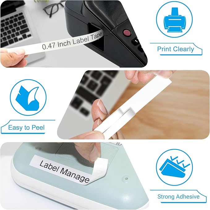 8P Flexible Label Tapes Compatible with Brother P Touch Label Tape TZe-FX231 Tape 12mm 0.47 Laminated White, Flexible-ID Wire Cable Labels Compatible with Brother Ptouch PT-D210 PT-D400 PTH100