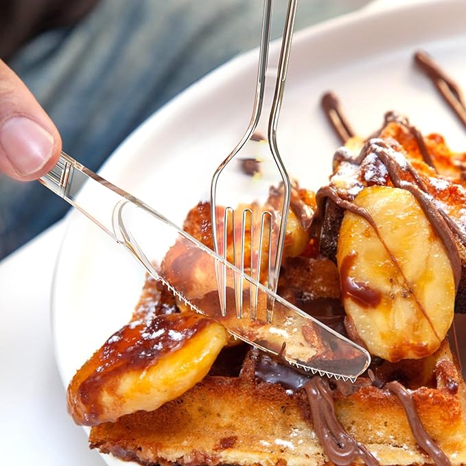 300 Count Extra Heavy Duty Clear Plastic Knives Disposable, BPA-Free, Heat Resistant, Solid and Durable Disposable Knives Bulk, Premium Plastic Knives heavy duty for Party Supply