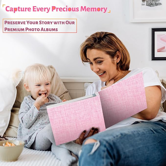 Photo Album Self Adhesive Scrapbook,Large Photo Book for 4x6,5x7,8x10 Pictures,DIY Album for Baby Wedding Family Travel Birthday,with Metallic Pen and Scraper