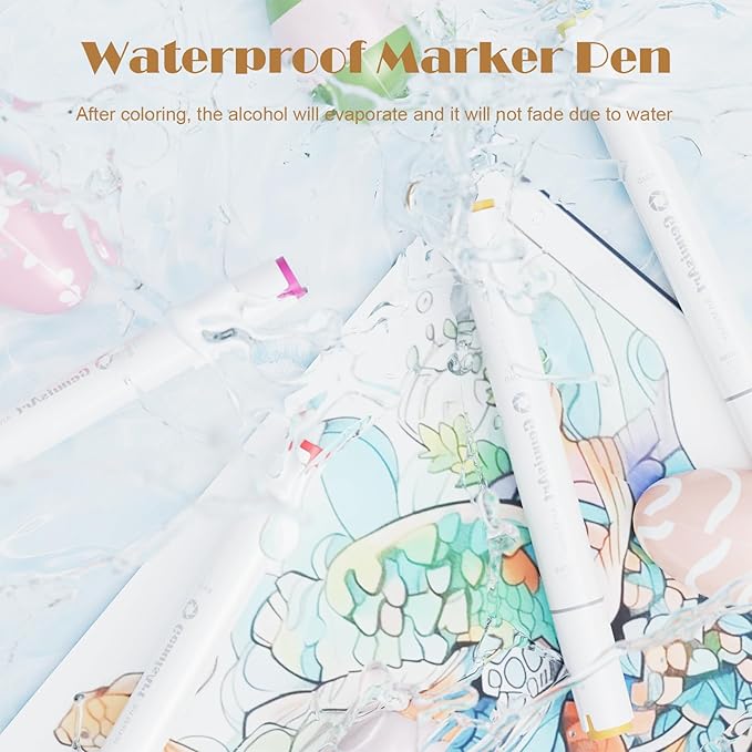 61 Alcohol Markers,With Bleeding-Proof Drawing Mat,Dual Tips Art Markers for Coloring,Sketching,Card Making and DIY Patinting- Perfect for Adults and Kids -Refillable