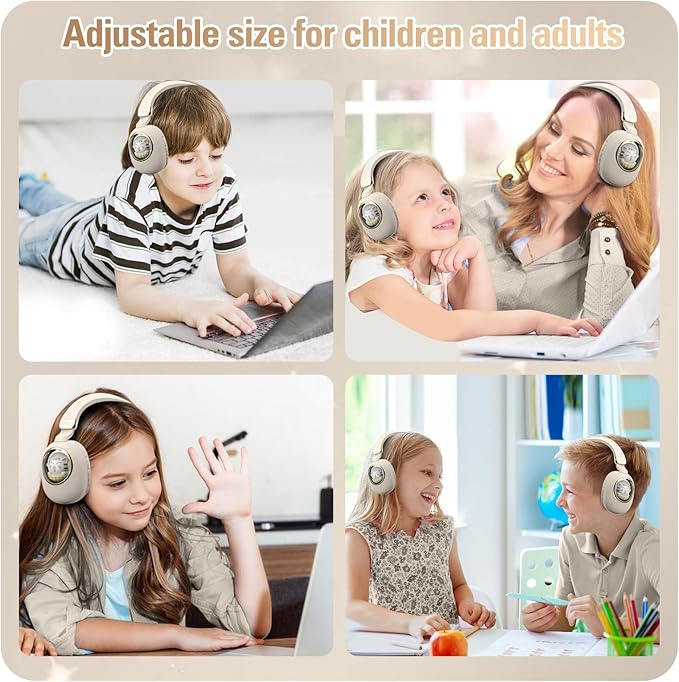 Kids Bluetooth Headphones Wired with Microphone for School - Wireless Boy Girls Noise Cancelling Over Ear Bluetooth Headphones Lightweight Children Headsets for iPad Kindle Airplane Travel Tablet