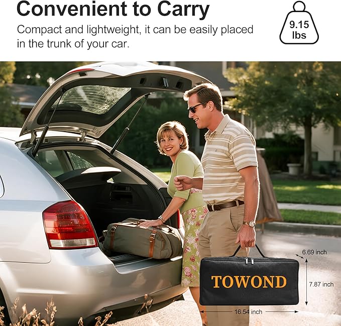 Outdoor Projector Screen with Stand, TOWOND 120 inch Portable Movie Screen, 16:9 HD Foldable Anti-Crease Projection Screen with Carry Bag for Home Theater Outdoor Indoor Support Double Sided