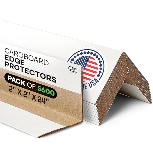 IDL Packaging Cardboard Edge Protectors 2" x 2" x 24", Full Pallet of 5600 pc, White - V-Board Reinforced Corner Protectors - Regular-Duty Cardboard Corners for Shipping
