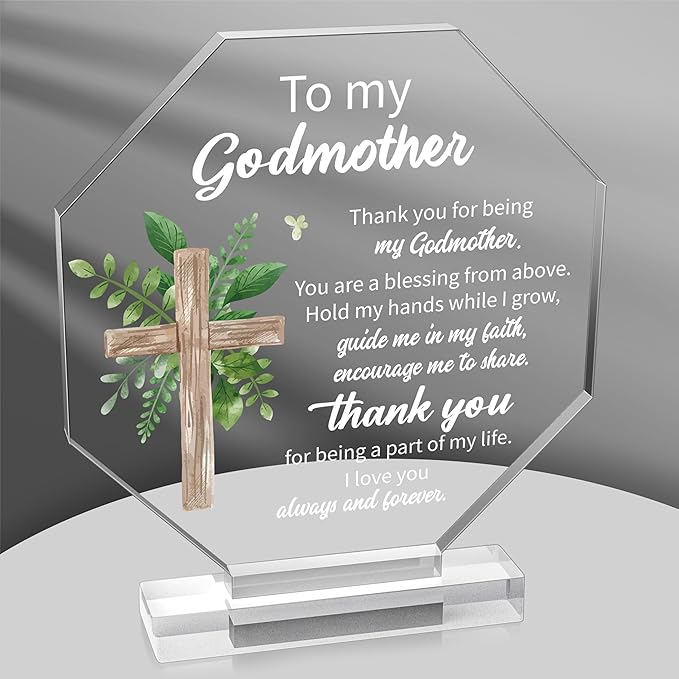 Yopyame Acrylic Gift for Godmother - Godmother Gifts from Godchild for Women Thank You for Being My Godmothers Acrylic Plaque Office Table Decor Birthday Christmas Keepsake Paperweight for Godmothers
