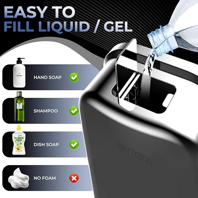 Commercial Soap Dispenser Wall Mount Stainless Steel Soap Dispensers Liquid Manual Anti-Leak Pump Hand Soap Dispenser for Bathroom Kitchen Silver (35 fl.oz./1000ml)