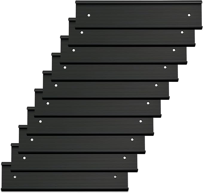 10 Pack 2” x 10” Aluminum Name Plate Holders for Door or Wall, Office Wall Mount Name Plate Holder with Textured Design and Double Sided Tape, for Office, Business, Meeting Room (Black)