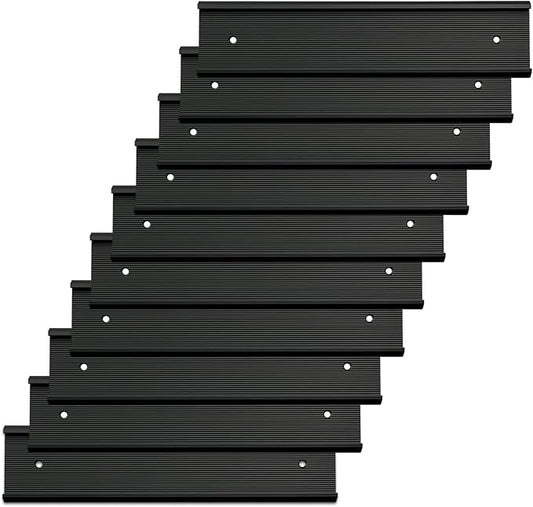 10 Pack 2” x 10” Aluminum Name Plate Holders for Door or Wall, Office Wall Mount Name Plate Holder with Textured Design and Double Sided Tape, for Office, Business, Meeting Room (Black)