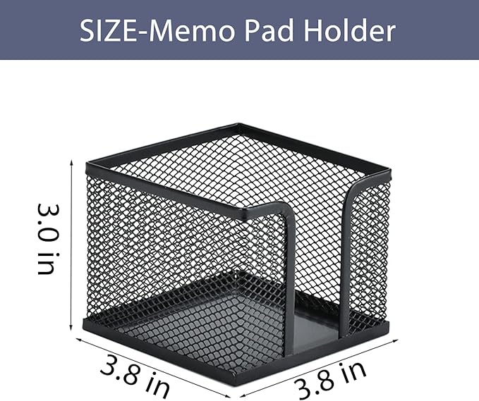 Pen Holder Desktop Pencil Organizer Metal Mesh Pen Cup Paper Clip Holder Memo Pad Holder Stationary Organizer for Desk 3 Pieces of a Set