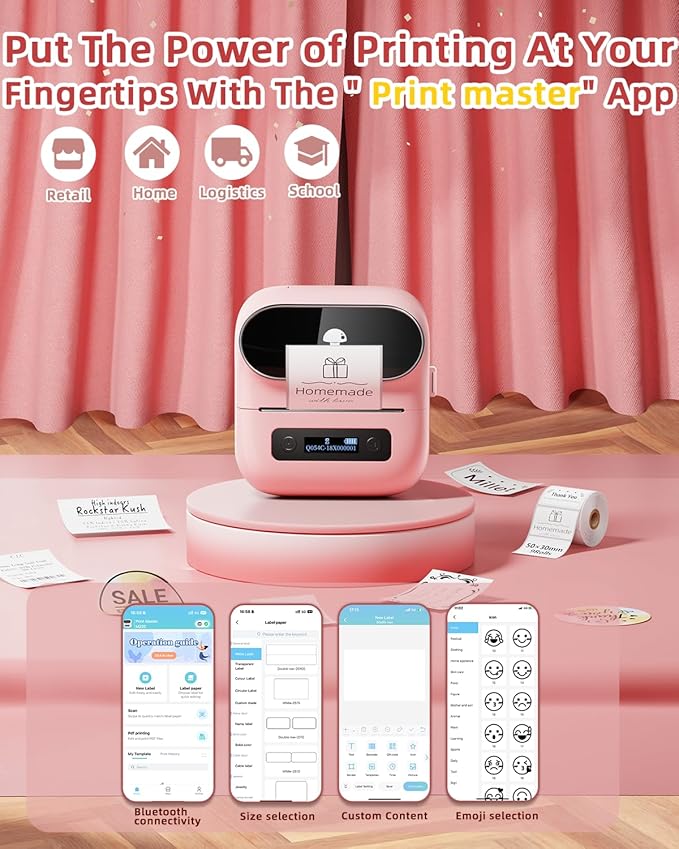 Phomemo M220 Bluetooth Label Maker Machine,Label Printer for Small Business, Office, Home & School, Portable Label Maker with 200+ Templates,100+ Fonts,1000+ Icons, Compatible with Phone, PC