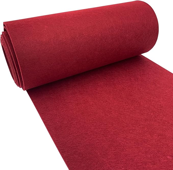 aufodara Felt Fabric 11.8 x 98.4 inch Craft Felt Fabric Roll, Felt 3mm Thick for Felt Table Mats DIY Arts & Crafts Patchwork Sewing Decorations (Burgundy)