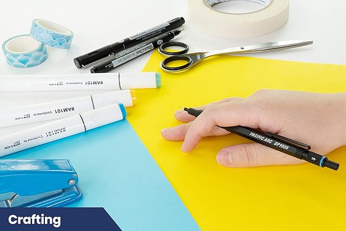 Pacific Arc Chromagraph Metal Mechanical Pencil .5 mm Black Barrel Mechanical Pencil with Built In Lead Pencil Grade Indicator, Lead Pencil Holder for Drafting, Sketching, and Drawing