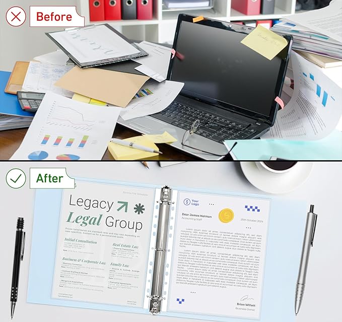 Clear Sheet Protectors 11.89 x 9.17in,100 A4 Punched Pocket,Heavy Duty Binder Sleeves 11-Hole Plastic Page Protectors Sheet Top Loaded for 2/3/4 Ring Binder Fits Standard A4 Paper for Home,Office