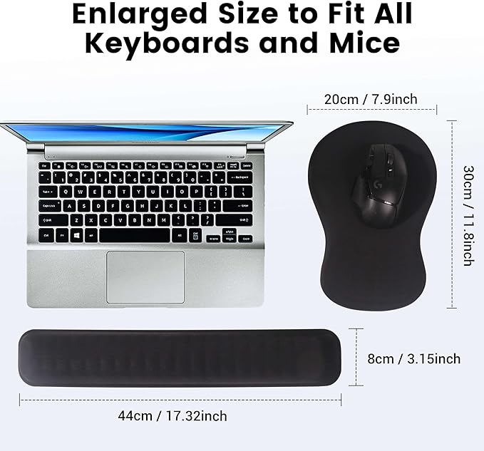 MEKASS Ergonomic Mouse Pad and Keyboard Wrist Rest Set, Super Soft Memory Foam Desk Wrist Support for Computer Keyboard, Non-Slip Arm Palm Rests Cushion for Typing Gaming Office (Blue Sun and Moon)