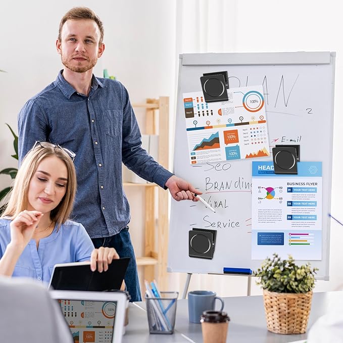 FINDMAG 2.2inch Extra Large Magnetic Clips, Magnet Clip Heavy Duty, Strong Magnet with Clips for Fridge, Whiteboard, Classroom, Kitchen, Home (Black, Pack of 8)