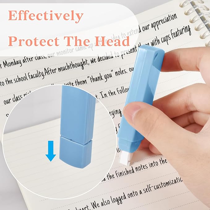Temiary 6Pcs Mini White Correction Tapes, Quick Dry Smooth Pull Out for Writing, Aesthetic Cute Correction Tape Set Easy To Use for Students School Office Supplies (Blue)
