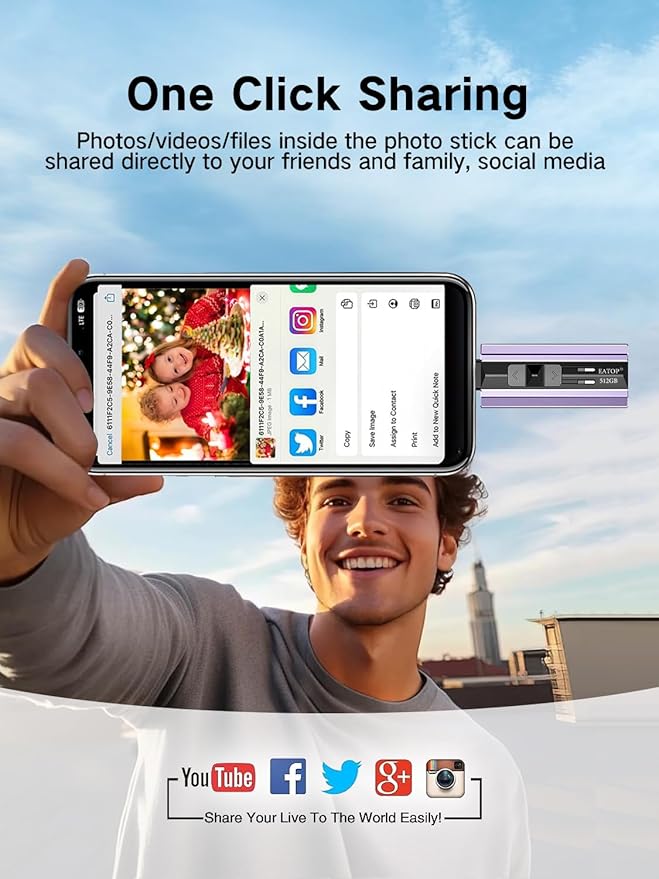 512GB Flash Drive Intended for Phone Tablet Androidphone and Computers, 4 in 1 Photo Stick for Phone Memory Storage Easily Backup Photos Videos, Plug and Play, No App Required (Light Purple)