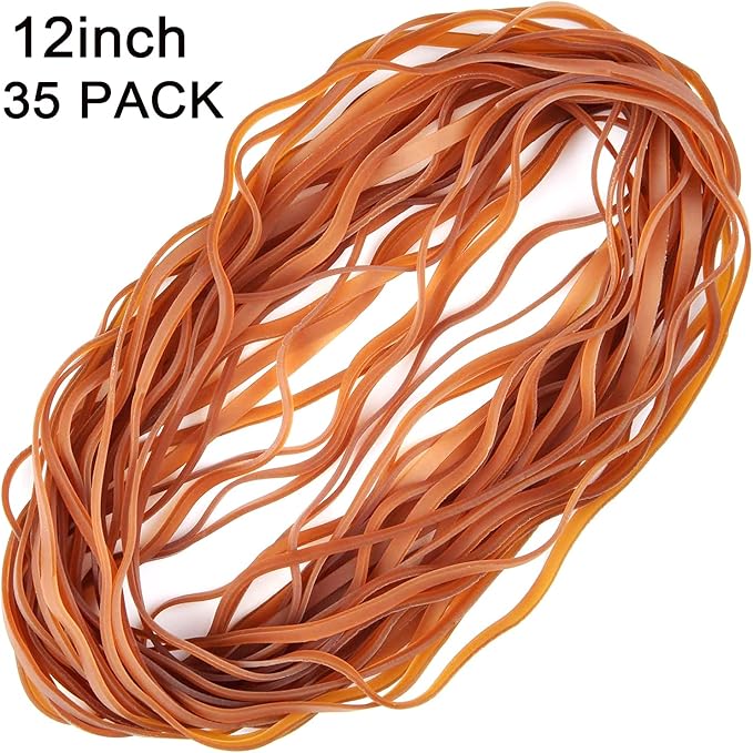 AMUU Rubber Bands Large Flat Fold Length 12inch 30 Pieces Fits 8-33 Gallon Trash Cans Heavy Duty Elastic Rubber Bands for File Folders Office Home Supplies