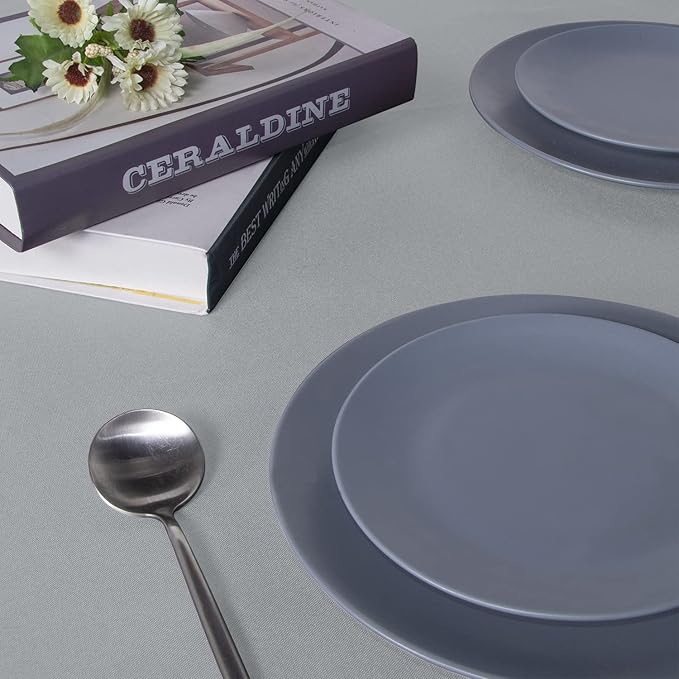 sancua Rectangle Tablecloth - 60 x 102 Inch - Stain and Wrinkle Resistant Washable Polyester Table Cloth, Decorative Fabric Table Cover for Dining Tables, Buffet Parties and Camping, Silver Grey