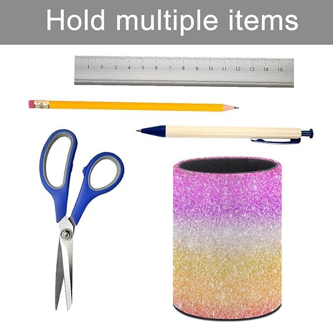 Glitter Pen Holder Pencil Organizer Cute Pencil Cup Desk Decor Makeup Brush Holder PU Multifunctional Office Suppliesfor Home Classroom School