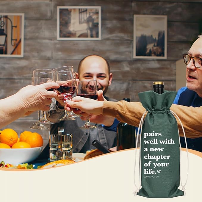 XFW Grey Funny New Chapter Wine Bag New Beginnings Gifts for Women Men Farewell Gifts for Friends Going Away Gifts for Coworkers Women Men Moving Away Gifts for Friends New Teacher Gifts