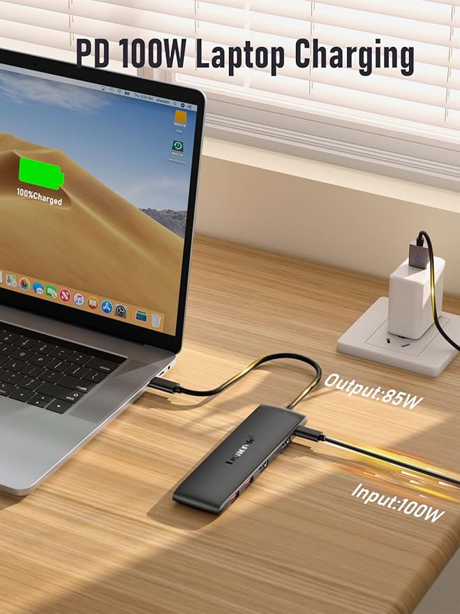 Lemorele 10 -in-1 USB C Docking Station for Laptop Dell Mac HP Lenovo, 10Gbps USB C Hub with 2 HDMI 4K, 4*USB 3.1 10Gbps Data Port, 100W PD Charging, 3 USB 2.0 for Keybord, Mouse