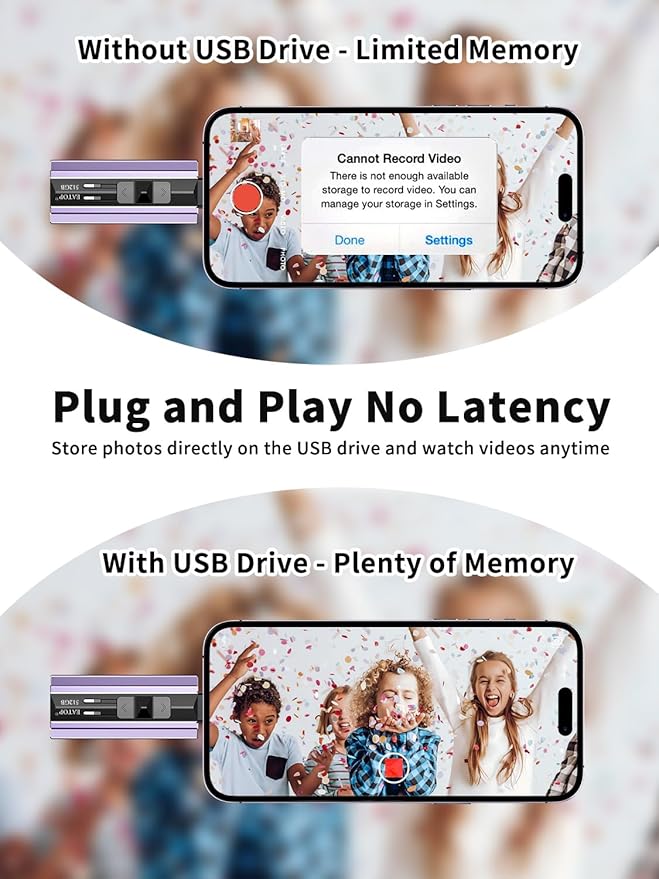 512GB Flash Drive Intended for Phone Tablet Androidphone and Computers, 4 in 1 Photo Stick for Phone Memory Storage Easily Backup Photos Videos, Plug and Play, No App Required (Light Purple)