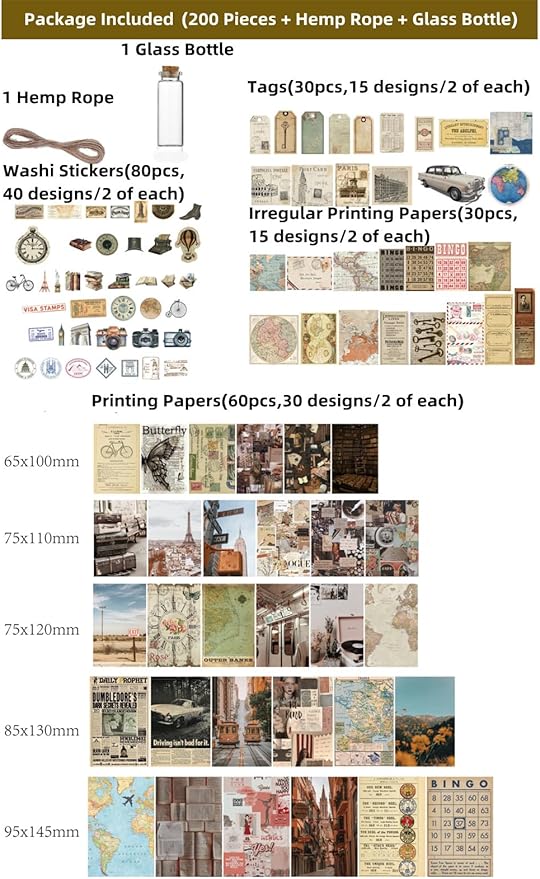 Vintage Journaling Scrapbooking Supplies Scrapbook Sticker Paper Ephemera Pack for Bullet Junk Journal Planners Collage Craft Notebooks Album (Olden Days)