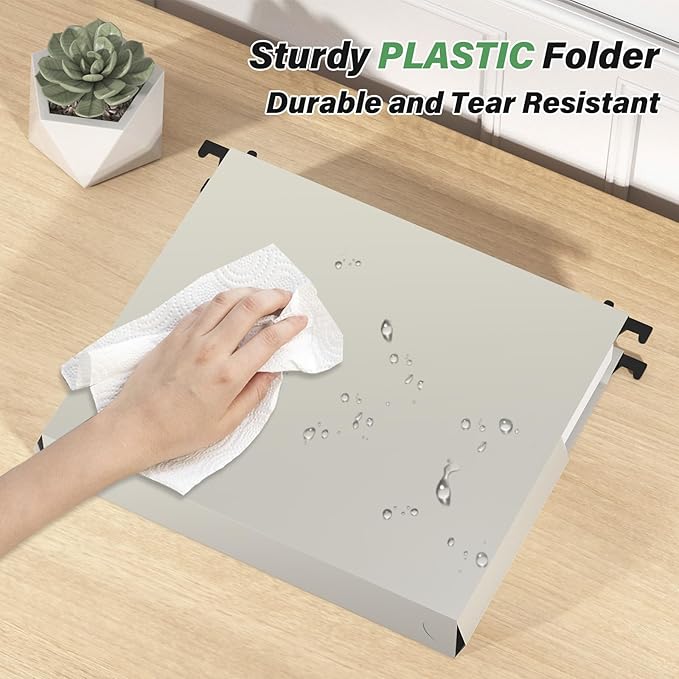 Ansook Extra Capacity Plastic Hanging File Folders Letter Size, 2" Expanding Accordian Pocket with Black Insert Gasket, Heavy Duty for Filing Cabinet, Colored File Hang Folders Organizer, 6 Pack