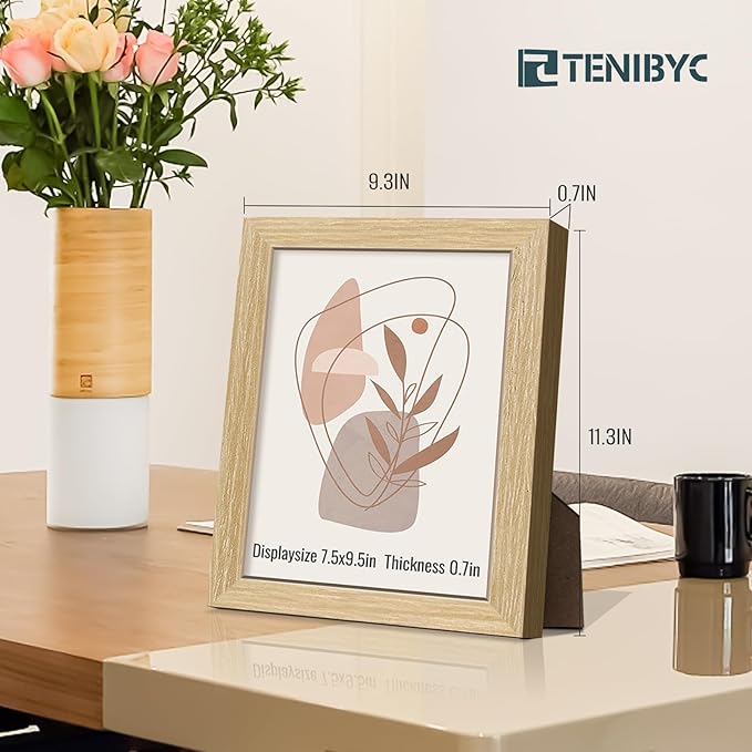 8x10 Picture Frame 3 Pack, Natural Oak Wooden Frame, HD Tempered Glass, 8 by 10 Photo Frame for Tabletop