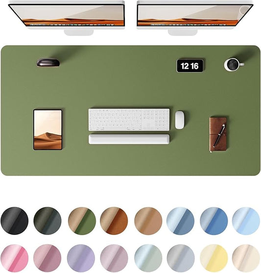 YSAGi Leather Desk Protector, Office Mat, Large Mouse Mat, Non-Slip PU Leather Blotter, Laptop Desk, Waterproof Writing Pad for Office and Home (Green, 47.2" x 23.6")