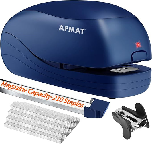 Electric Stapler for Desk, Automatic Stapler Desktop, Office Staplers Electric, AC or Battery Powered Staplers Heavy Duty Office Use, with Reload Reminder & Release Button, 25 Sheets Capacity, Blue