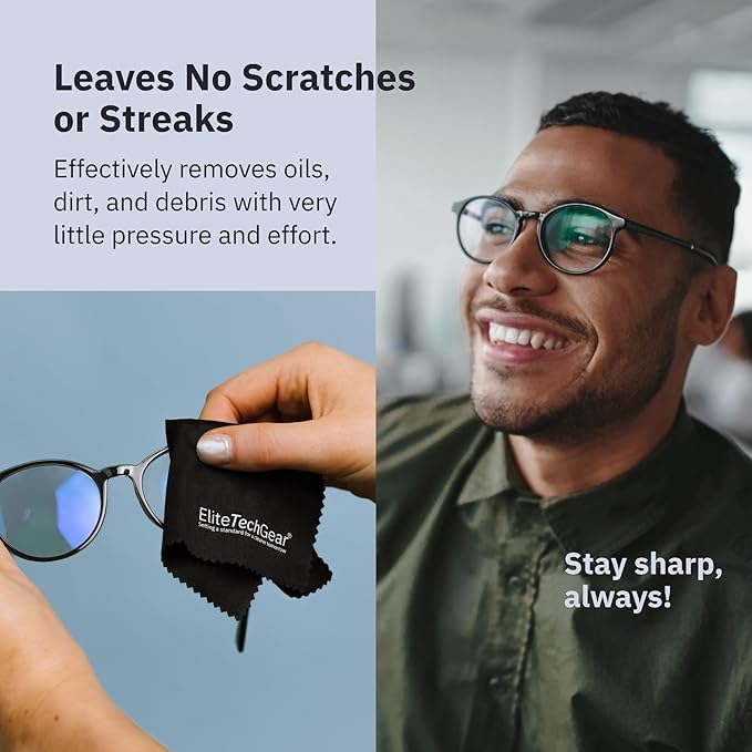 Elite Tech Gear Optical, Screen & Lens Care Kit - 3pc Spray (2x4oz+1oz) with 2 Microfiber Cloths - Alcohol-Free Eyewear Solution - 5pc Glasses Cleaner