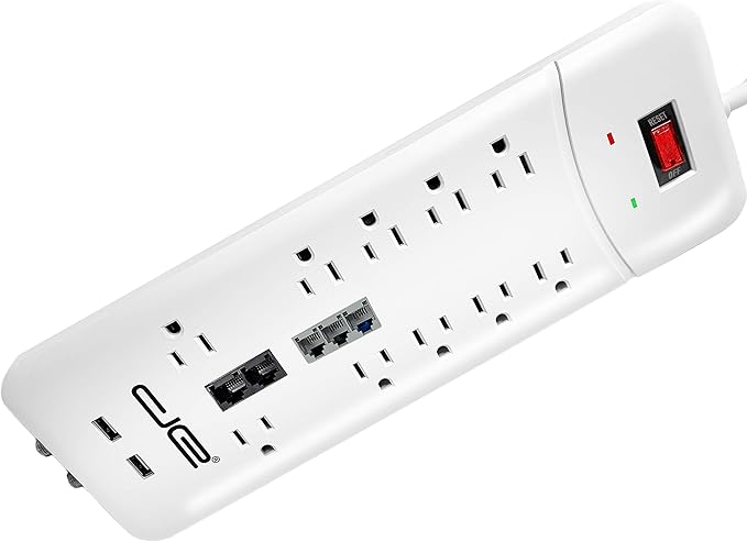 Digital Energy 10-Outlet Straight Plug 4050 Joules Heavy Duty Surge Protector (15 FT, WHT)