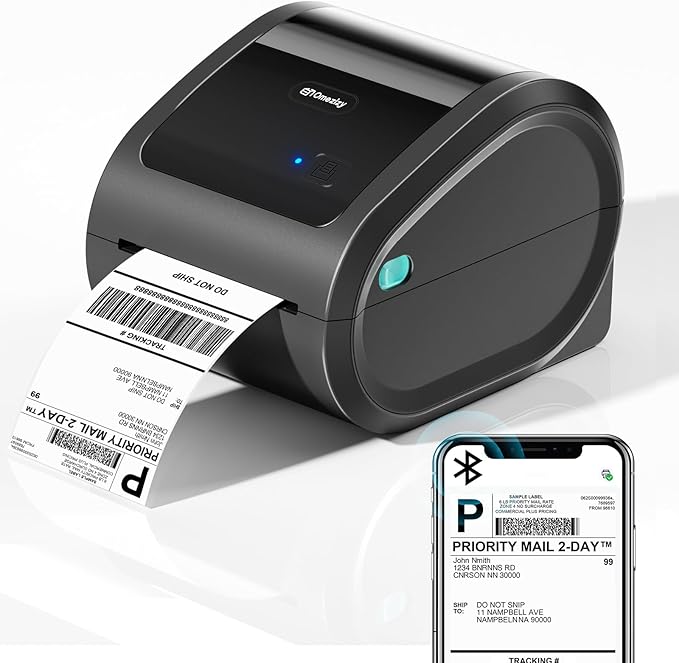 Bluetooth Thermal Label Printer 4x6 - D520BT Thermal Shipping Label Printer for Small Business, Wireless Label Printer with Built-in Label Holder, Compatible with USPS, Shopify