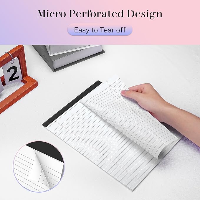 12 Pack Legal Pads 8.5 x 11 Wide Ruled Note Pads 8.5 x 11 Inch Notepads Micro Perforated Writing Pads Notebook Pads of Paper Lined White Paper, 30 Sheets per Notepad for Office & School Supplies